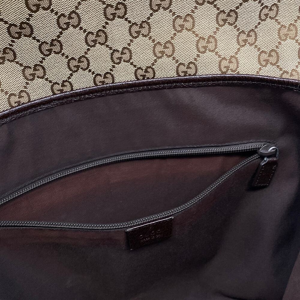 Gucci GG/Shelly Shoulder Bag 233052 Beige Dark Brown Jacquard Leather - Picture 14 of 15